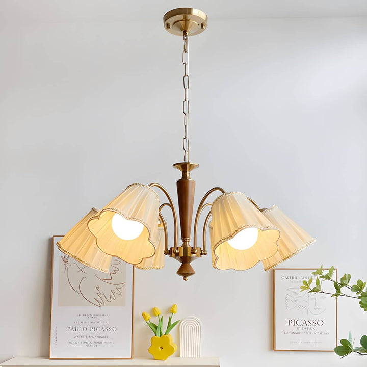 Ardelyn Chandelier – Contemporary Fabric and Wood Bedroom Light