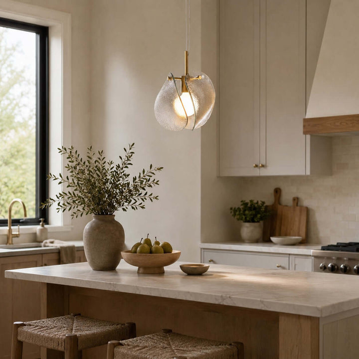Small Smoked Glass Pendant Light for Kitchen Island Use