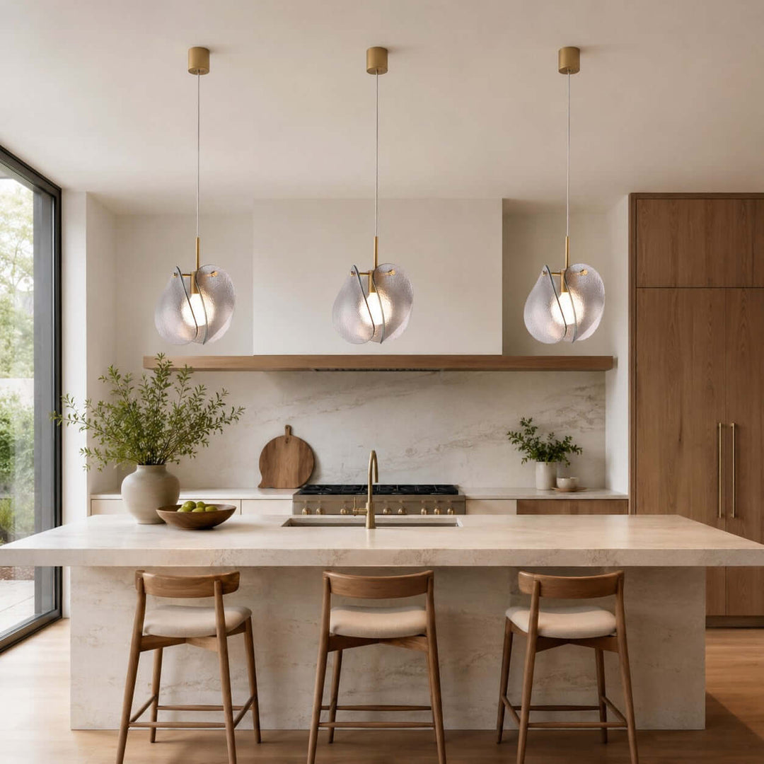 Small Smoked Glass Pendant Light for Kitchen Island Use