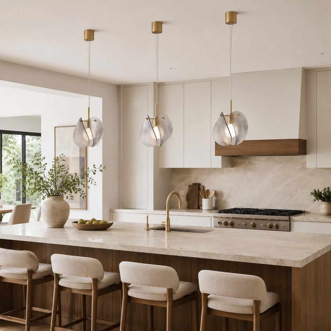 Small Smoked Glass Pendant Light for Kitchen Island Use