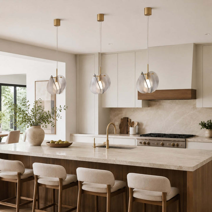Small Smoked Glass Pendant Light for Kitchen Island Use