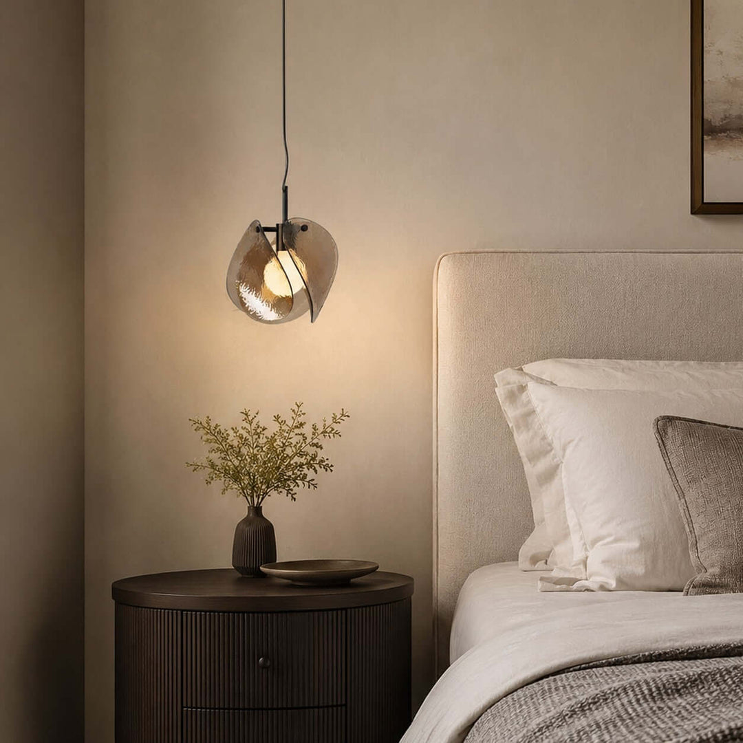 Small Smoked Glass Pendant Light for Kitchen Island Use