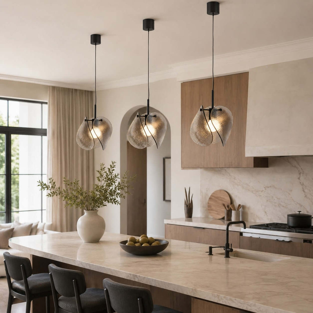 Small Smoked Glass Pendant Light for Kitchen Island Use