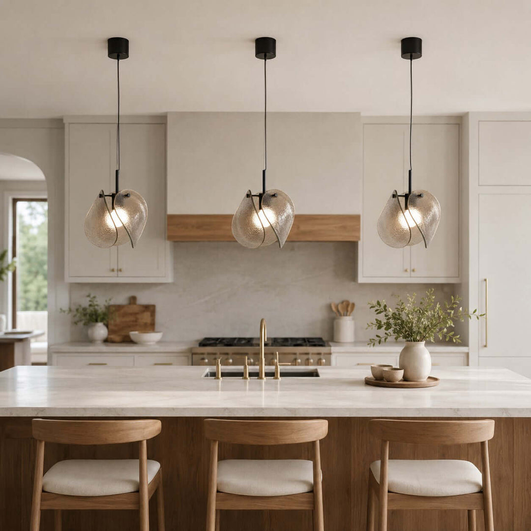 Small Smoked Glass Pendant Light for Kitchen Island Use