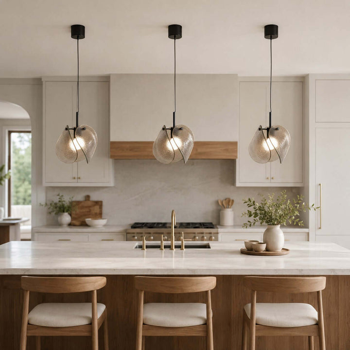 Small Smoked Glass Pendant Light for Kitchen Island Use