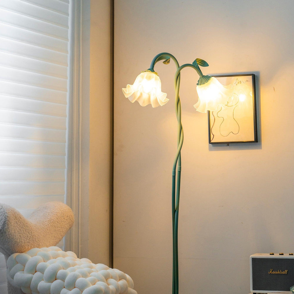 Art Deco Green Flower Floor Lamp for Living Room or Cute Bedroom Decor | Vinlighting | Vinlighting