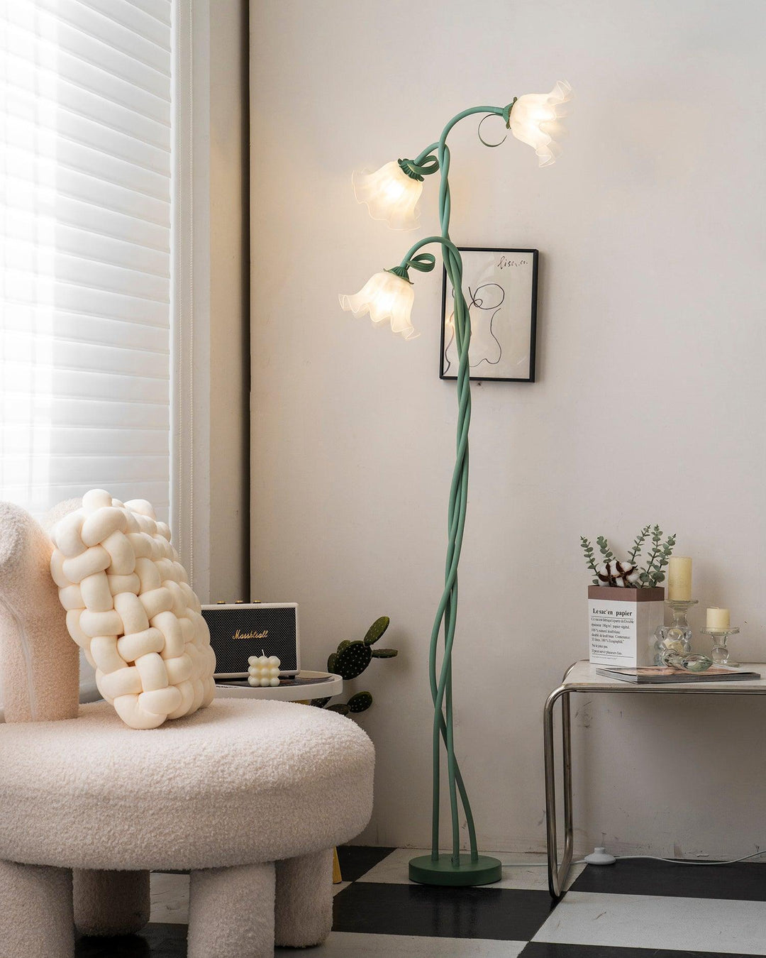 Art Deco Green Flower Floor Lamp for Living Room or Cute Bedroom Decor | Vinlighting | Vinlighting