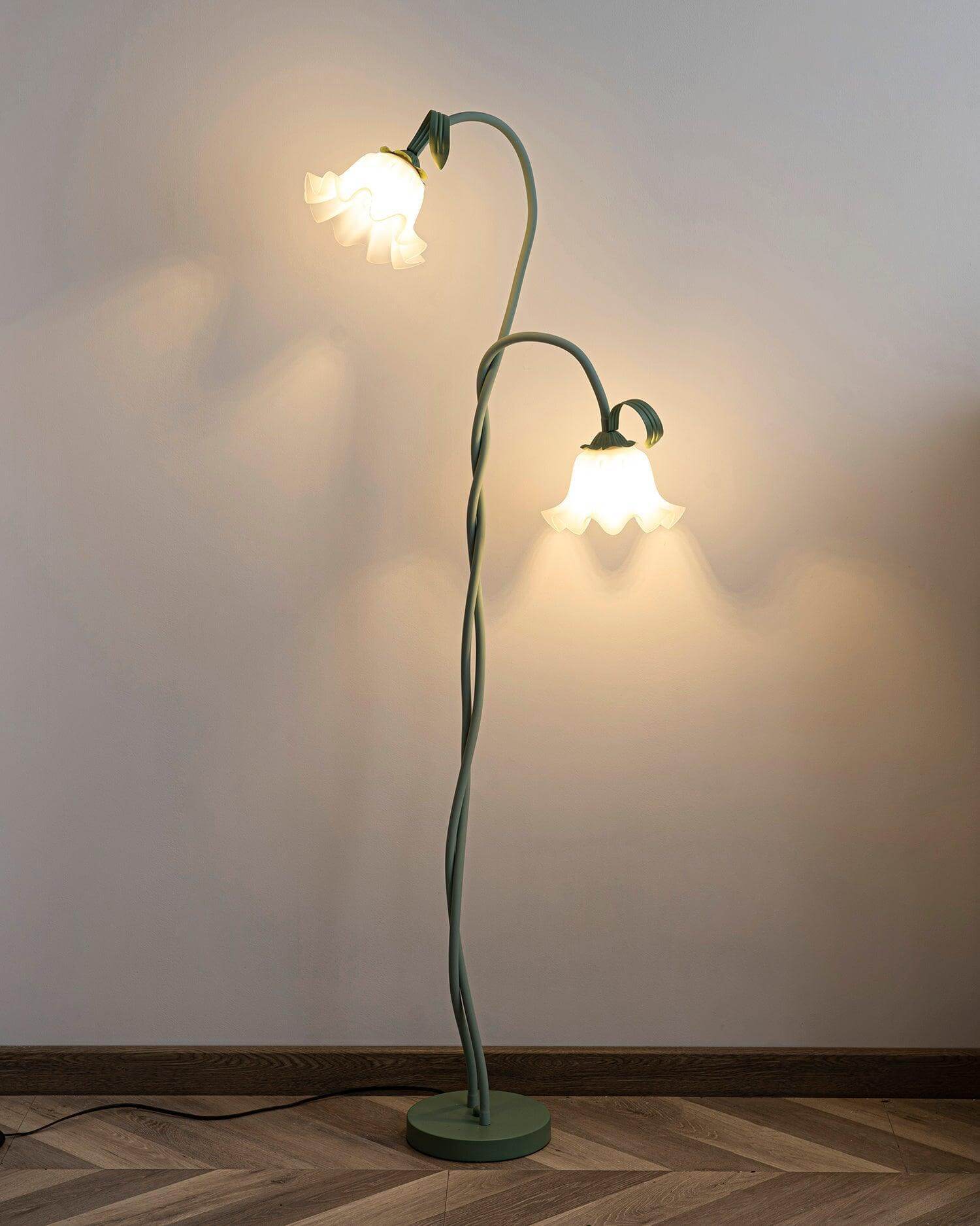 Art Deco Green Flower Floor Lamp for Living Room or Cute Bedroom