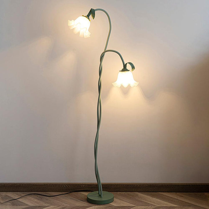 Art Deco Green Flower Floor Lamp for Living Room or Cute Bedroom Decor | Vinlighting | Vinlighting