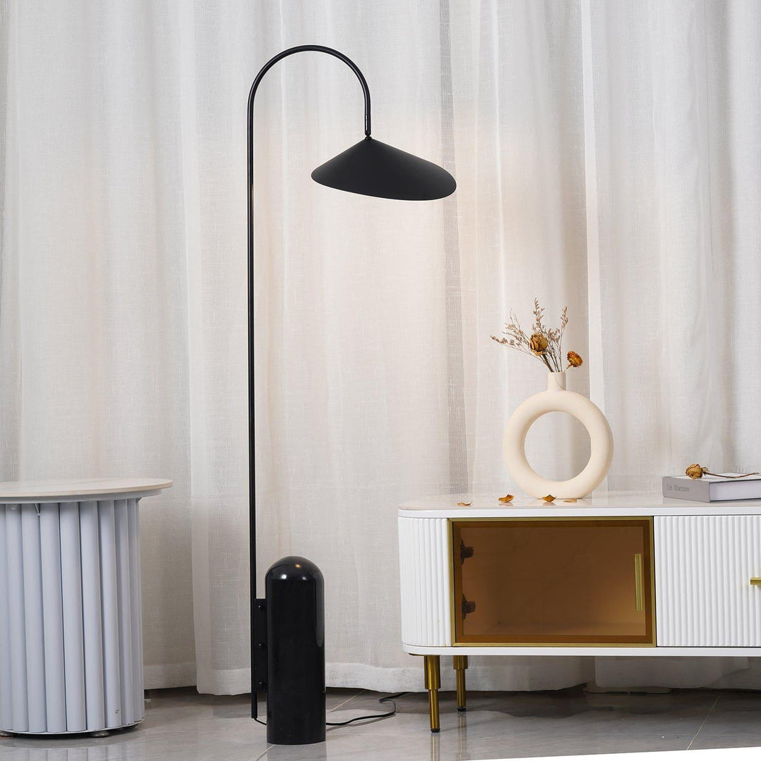 Arum Floor Lamp | Minimalist Art Deco Lighting with Black Marble Base | Vinlighting | Vinlighting