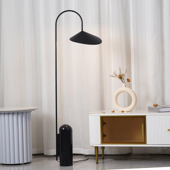Arum Floor Lamp | Minimalist Art Deco Lighting with Black Marble Base | Vinlighting | Vinlighting