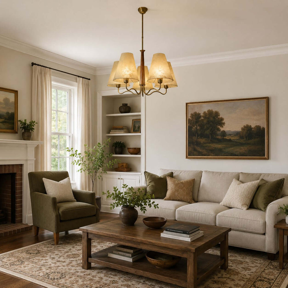 Arvella Chandelier - Vintage Parchment Lighting for Dining & Living | Vinlighting