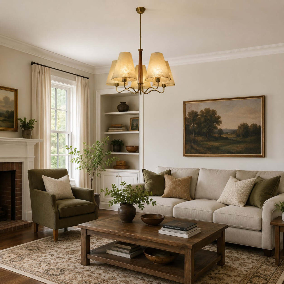 Arvella Chandelier - Vintage Parchment Lighting for Dining & Living | Vinlighting