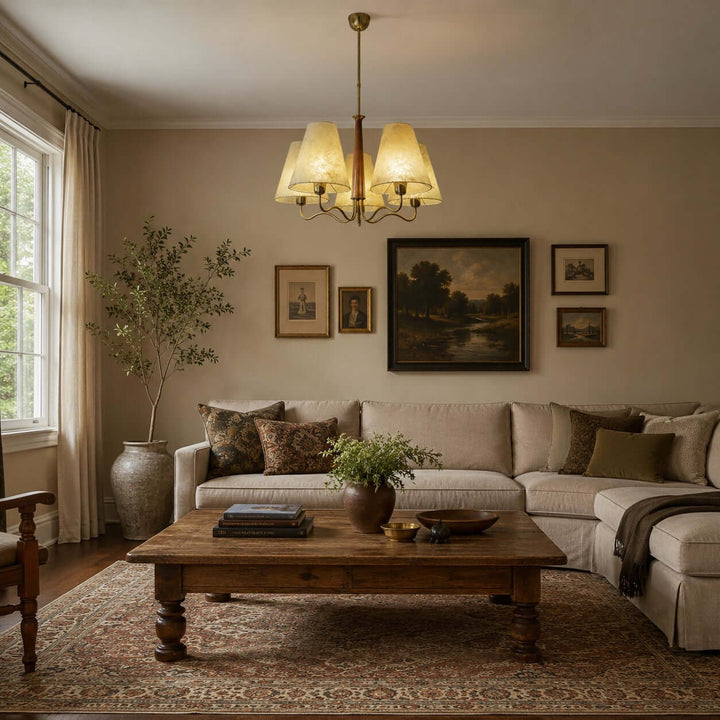 Arvella Chandelier - Vintage Parchment Lighting for Dining & Living | Vinlighting