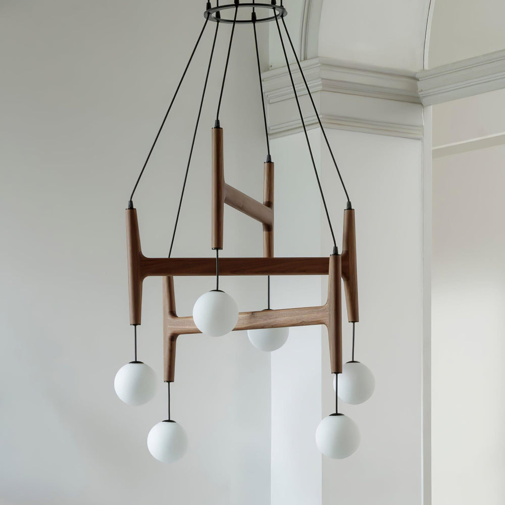 Astra Chandelier | Vintage Wood Bead Art Deco Design | Vinlighting | Vinlighting | Vinlighting