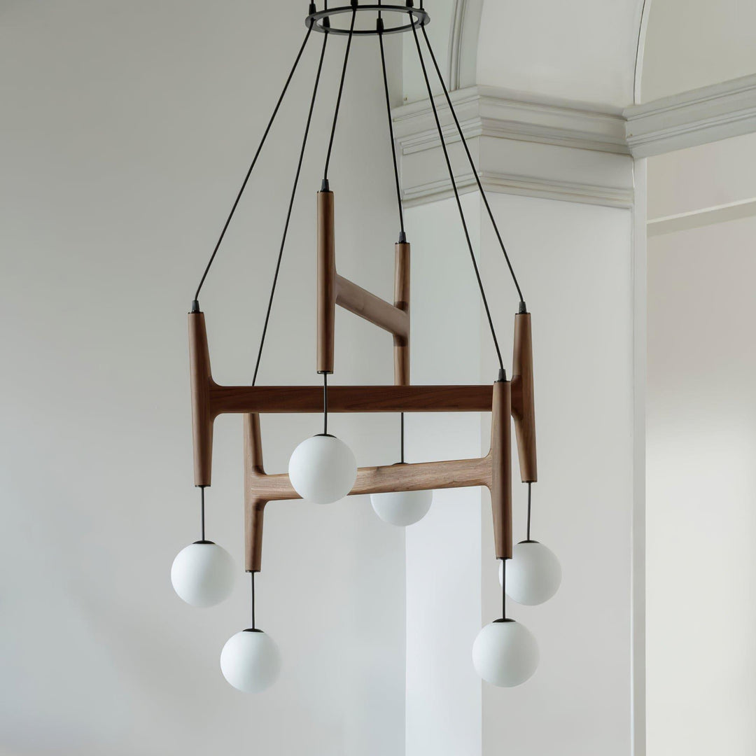 Astra Chandelier | Vintage Wood Bead Art Deco Design | Vinlighting | Vinlighting | Vinlighting