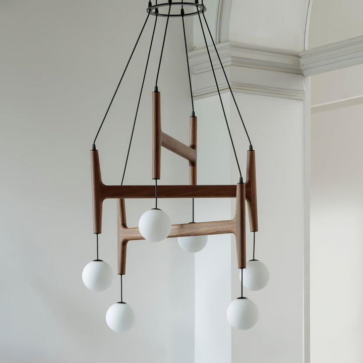 Astra Chandelier | Vintage Wood Bead Art Deco Design | Vinlighting | Vinlighting | Vinlighting