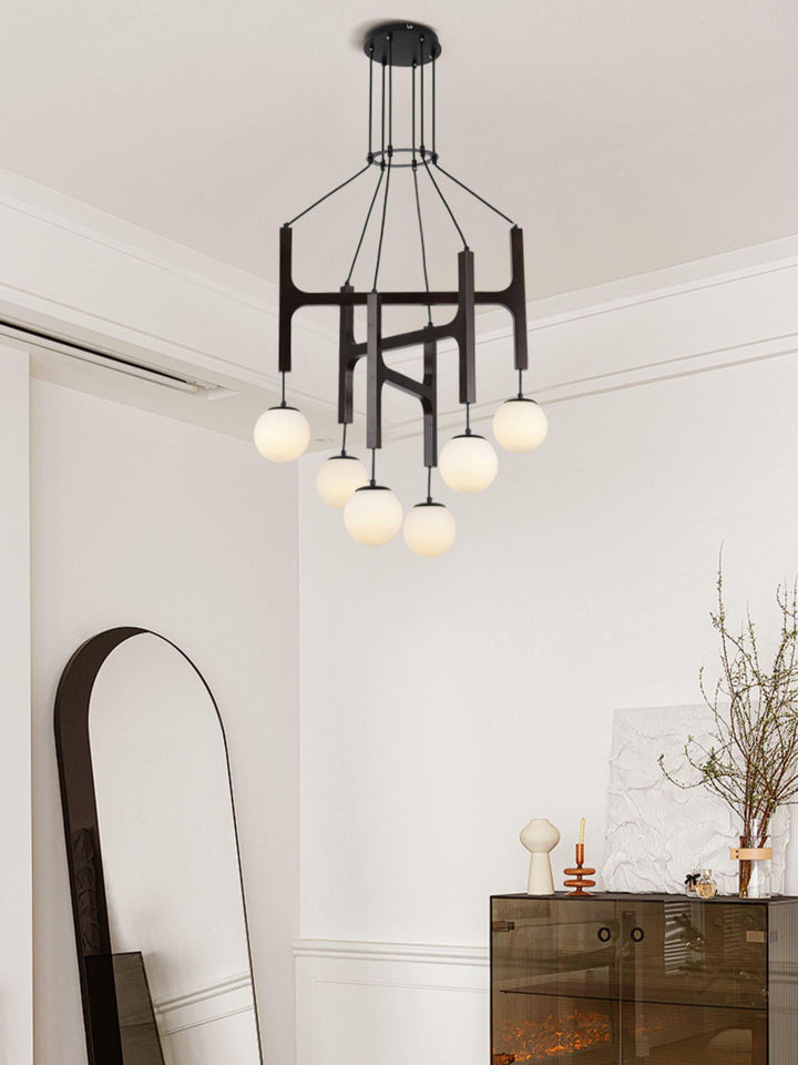Astra Chandelier | Vintage Wood Bead Art Deco Design | Vinlighting | Vinlighting | Vinlighting