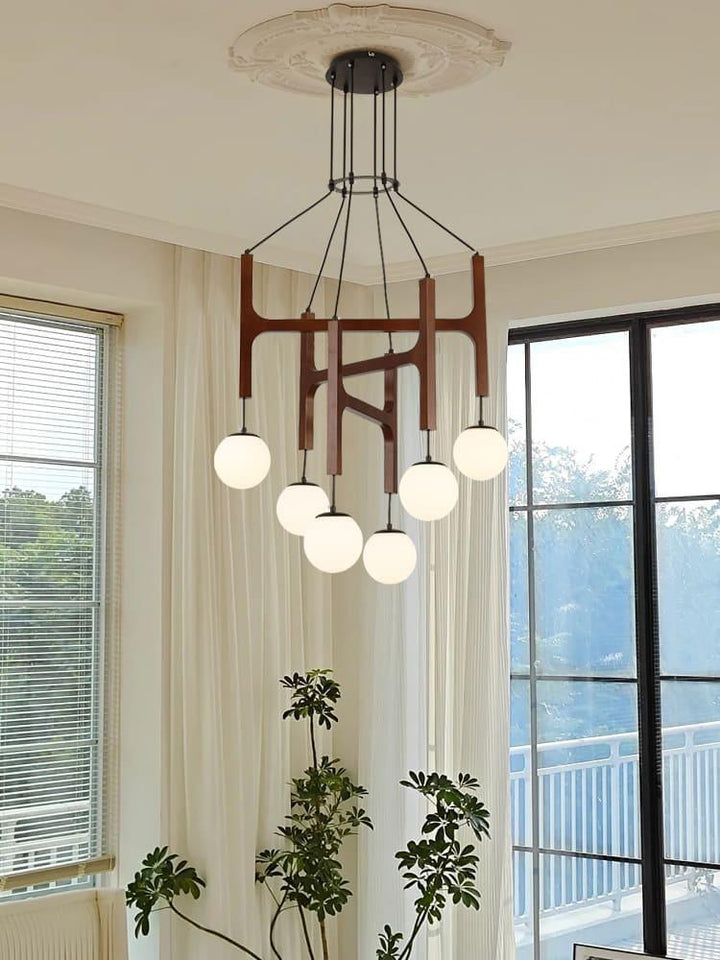 Astra Chandelier | Vintage Wood Bead Art Deco Design | Vinlighting | Vinlighting | Vinlighting