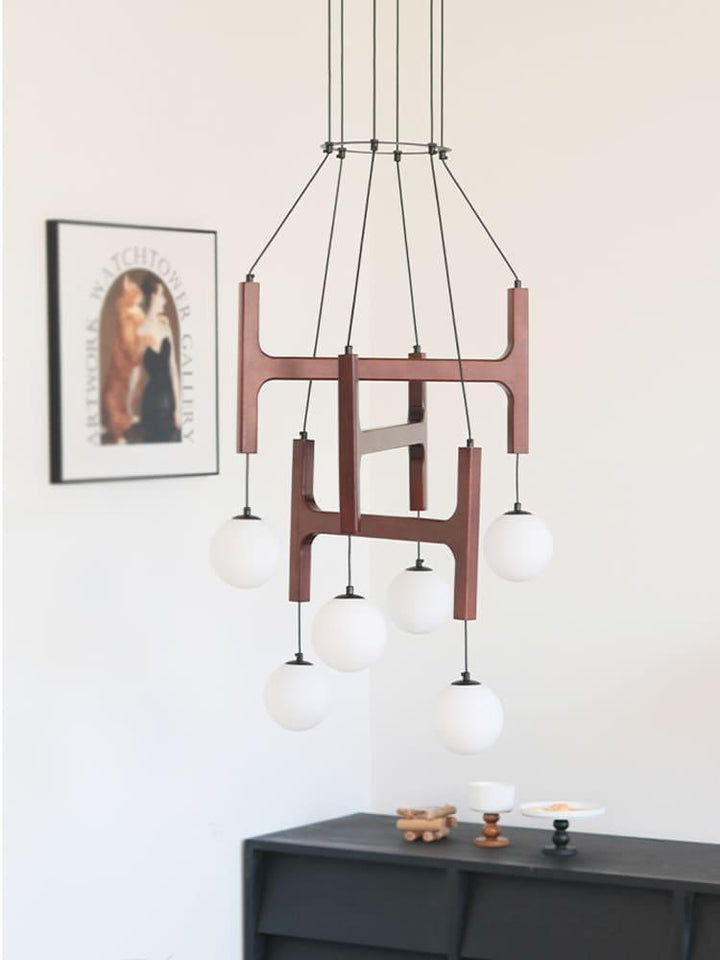 Astra Chandelier | Vintage Wood Bead Art Deco Design | Vinlighting | Vinlighting | Vinlighting