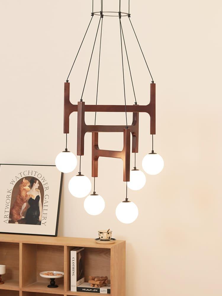 Astra Chandelier | Vintage Wood Bead Art Deco Design | Vinlighting | Vinlighting | Vinlighting