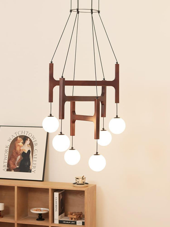 Astra Chandelier | Vintage Wood Bead Art Deco Design | Vinlighting | Vinlighting | Vinlighting