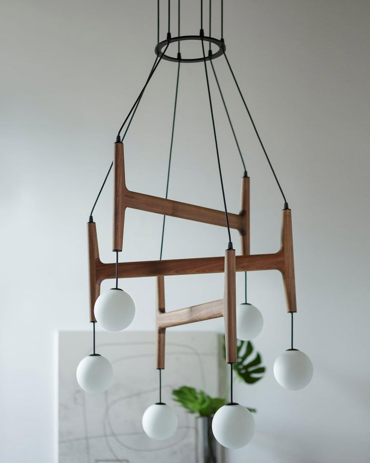 Astra Chandelier | Vintage Wood Bead Art Deco Design | Vinlighting | Vinlighting | Vinlighting