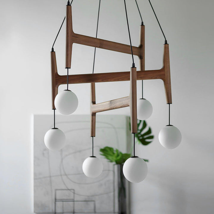 Astra Chandelier | Vintage Wood Bead Art Deco Design | Vinlighting | Vinlighting | Vinlighting