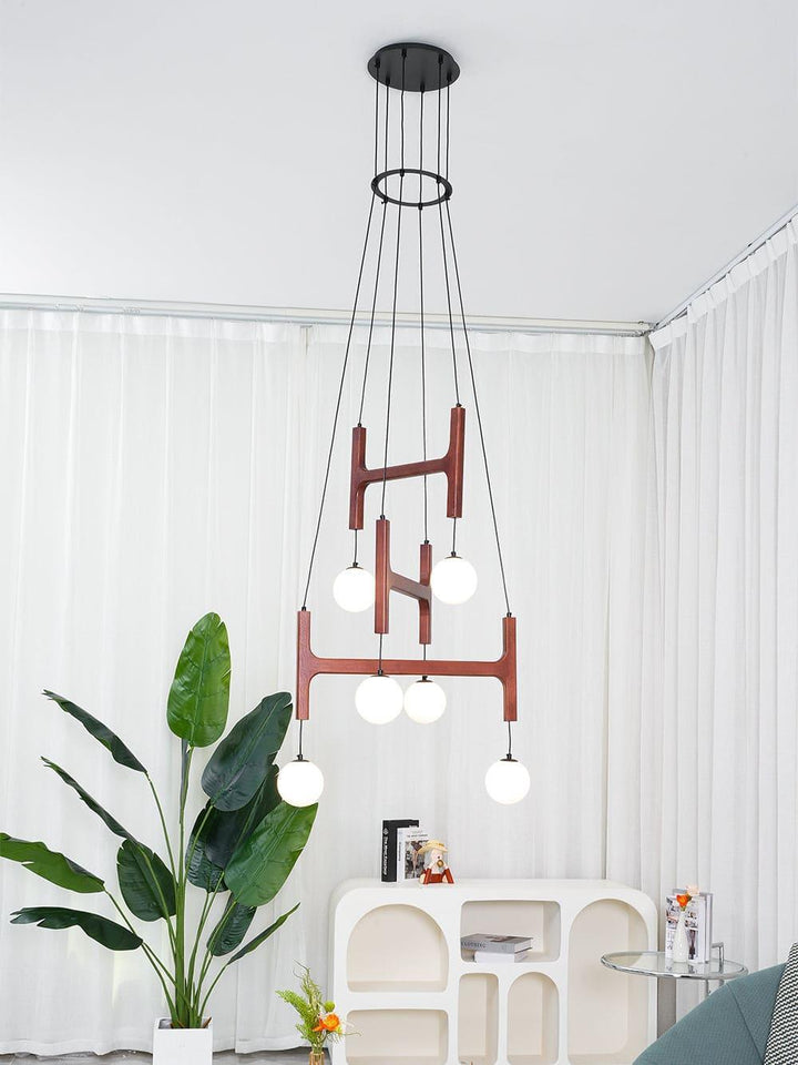 Astra Chandelier | Vintage Wood Bead Art Deco Design | Vinlighting | Vinlighting | Vinlighting