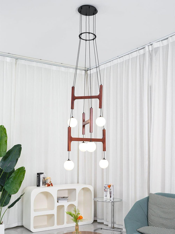 Astra Chandelier | Vintage Wood Bead Art Deco Design | Vinlighting | Vinlighting | Vinlighting