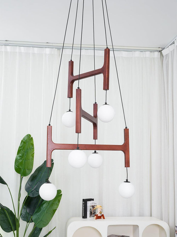 Astra Chandelier | Vintage Wood Bead Art Deco Design | Vinlighting | Vinlighting | Vinlighting
