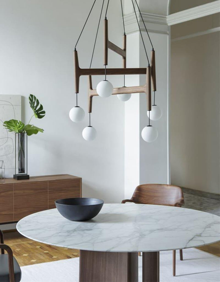 Astra Chandelier | Vintage Wood Bead Art Deco Design | Vinlighting | Vinlighting | Vinlighting