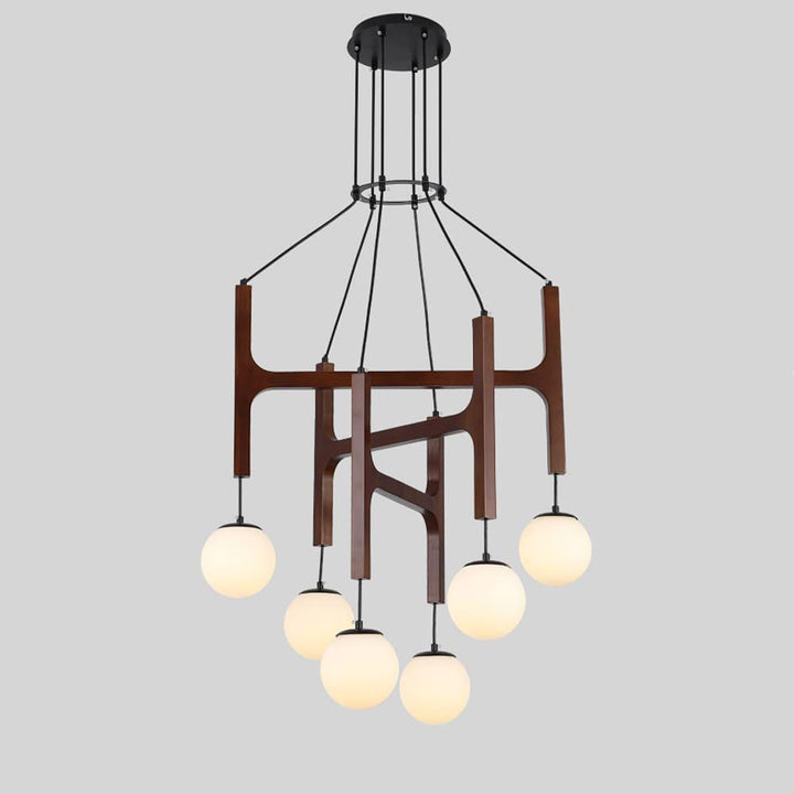 Astra Chandelier | Vintage Wood Bead Art Deco Design | Vinlighting | Vinlighting | Vinlighting