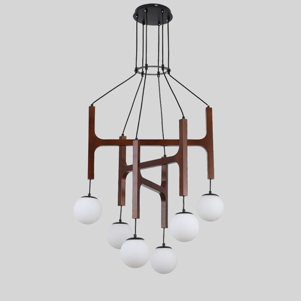 Astra Chandelier | Vintage Wood Bead Art Deco Design | Vinlighting | Vinlighting | Vinlighting