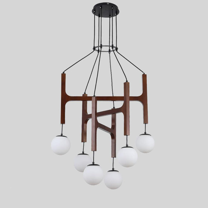Astra Chandelier | Vintage Wood Bead Art Deco Design | Vinlighting | Vinlighting | Vinlighting