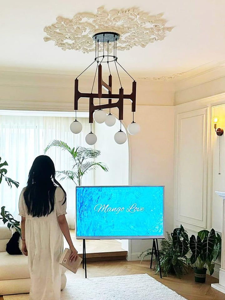 Astra Chandelier | Vintage Wood Bead Art Deco Design | Vinlighting | Vinlighting | Vinlighting
