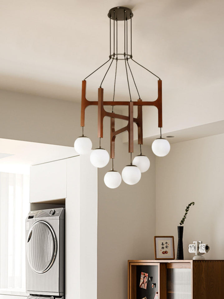 Astra Chandelier | Vintage Wood Bead Art Deco Design | Vinlighting | Vinlighting | Vinlighting