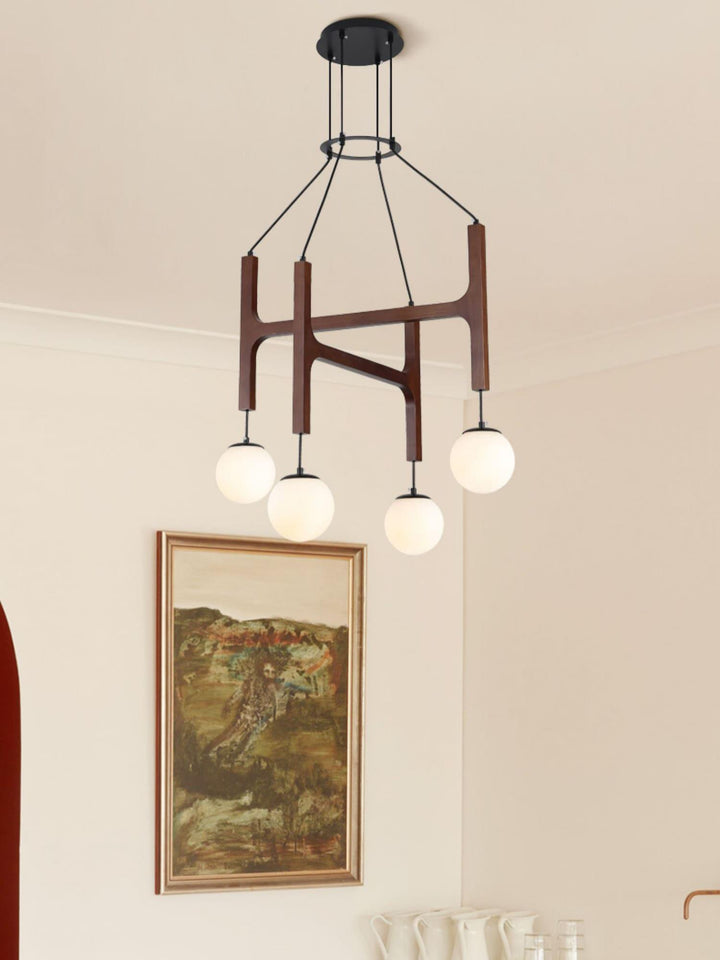 Astra Chandelier | Vintage Wood Bead Art Deco Design | Vinlighting | Vinlighting | Vinlighting