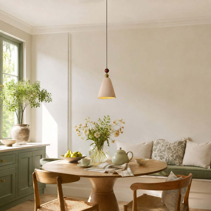 Astraea Fabric &amp; Wood Pendant Light | Nordic Boho Hanging Lamp