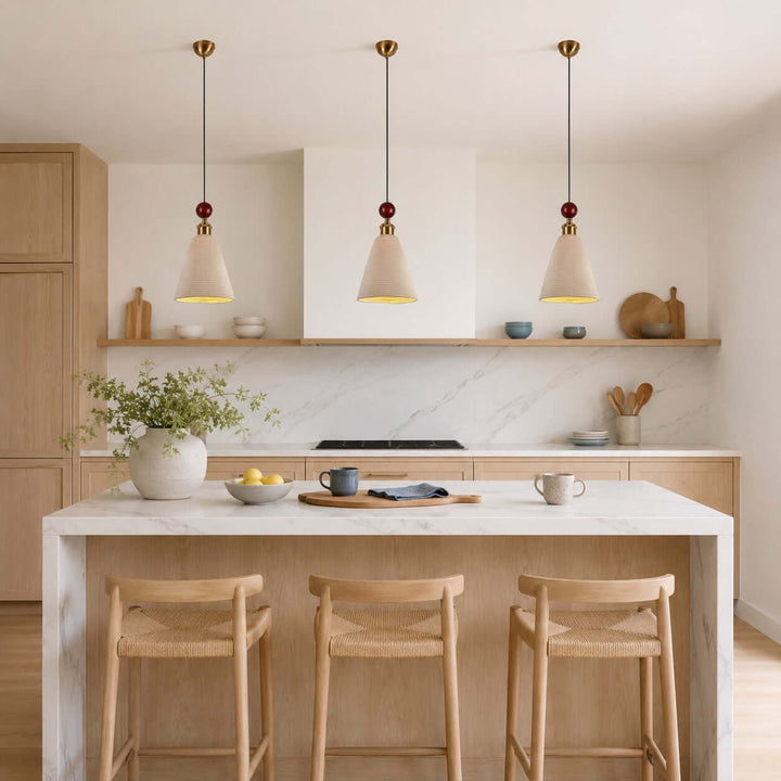 Astraea Fabric &amp; Wood Pendant Light | Nordic Boho Hanging Lamp