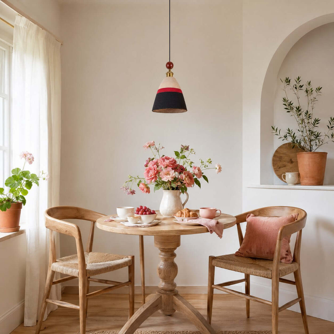 Astraea Fabric &amp; Wood Pendant Light | Nordic Boho Hanging Lamp