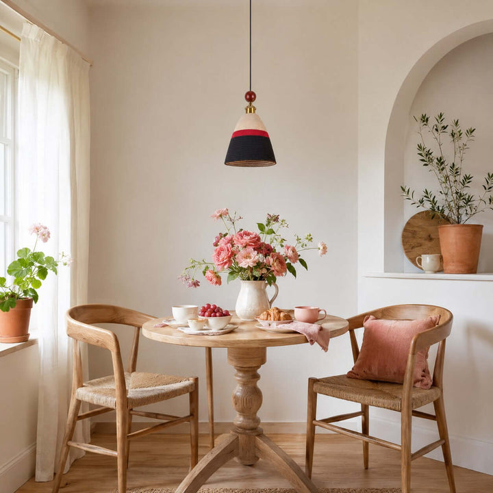 Astraea Fabric &amp; Wood Pendant Light | Nordic Boho Hanging Lamp