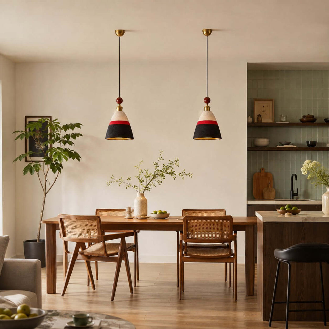Astraea Fabric &amp; Wood Pendant Light | Nordic Boho Hanging Lamp