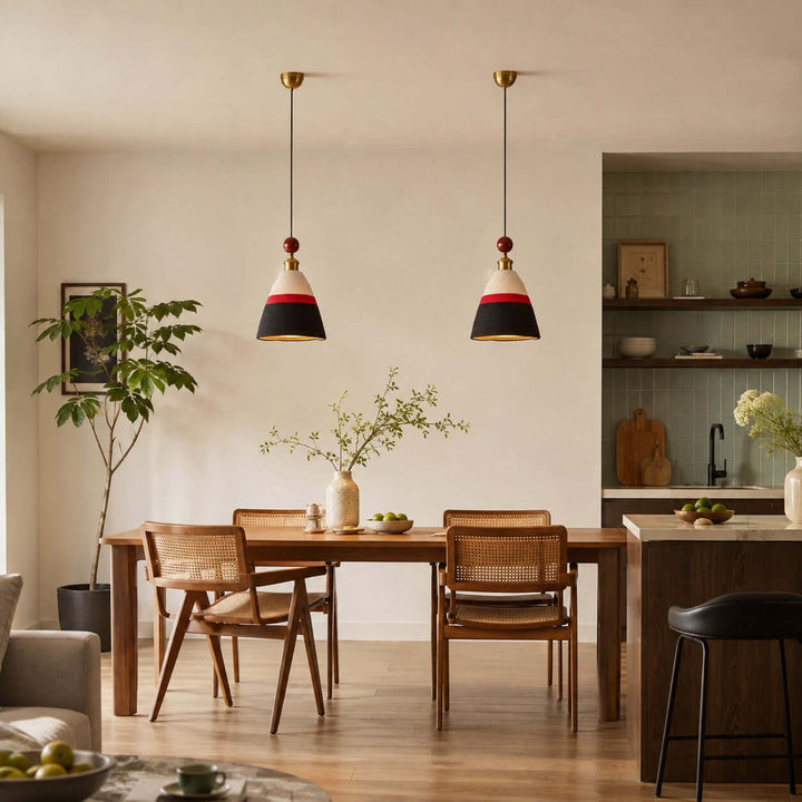Astraea Fabric &amp; Wood Pendant Light | Nordic Boho Hanging Lamp