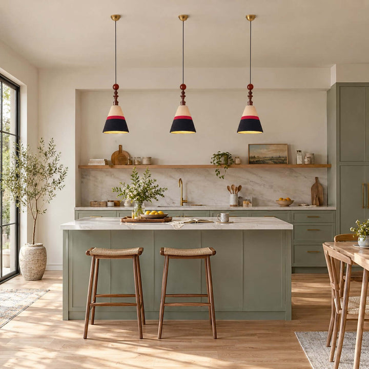 Astraea Fabric &amp; Wood Pendant Light | Nordic Boho Hanging Lamp