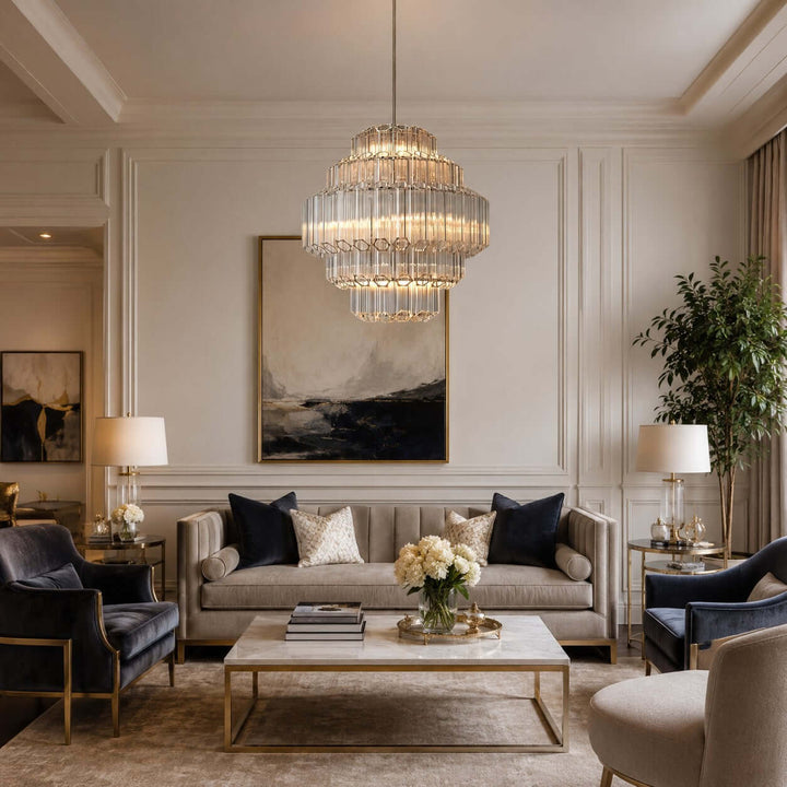 Auralis Chandelier with Clear Glass for Foyer and Dining Room