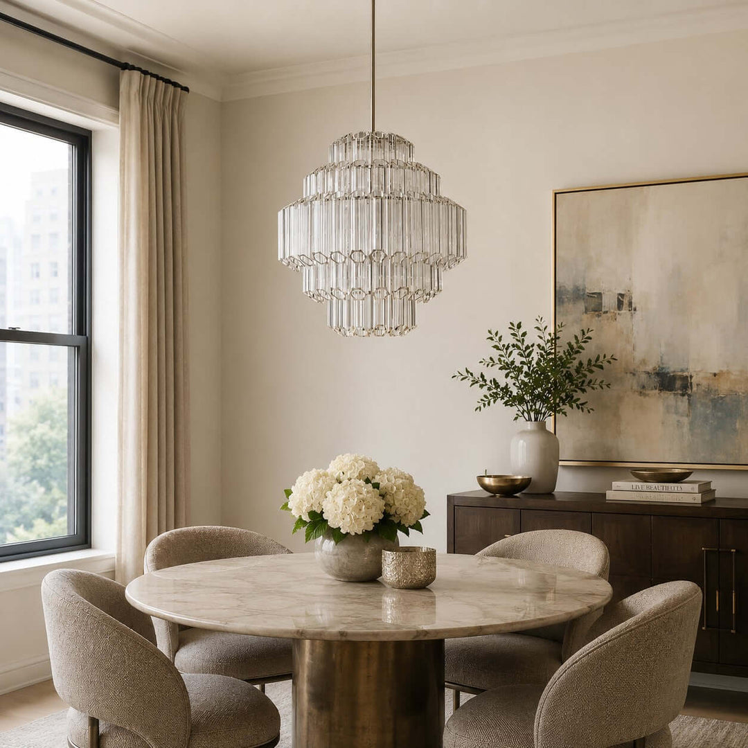 Auralis Chandelier with Clear Glass for Foyer and Dining Room