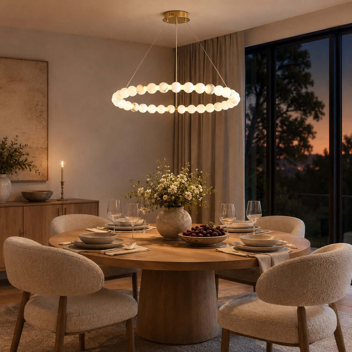 Aurelle Chandelier - French Luxury Alabaster Dining Room Light | Vinlighting