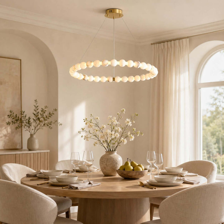 Aurelle Chandelier - French Luxury Alabaster Dining Room Light | Vinlighting