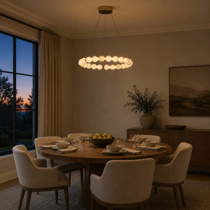 Aurelle Chandelier - French Luxury Alabaster Dining Room Light | Vinlighting